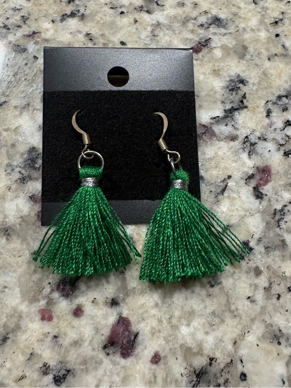 Emerald green fringe handmade earrings